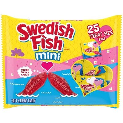 Swedish Fish Mini Valentine's Exchange Bags Treat Size - 11.02oz/25ct | Target