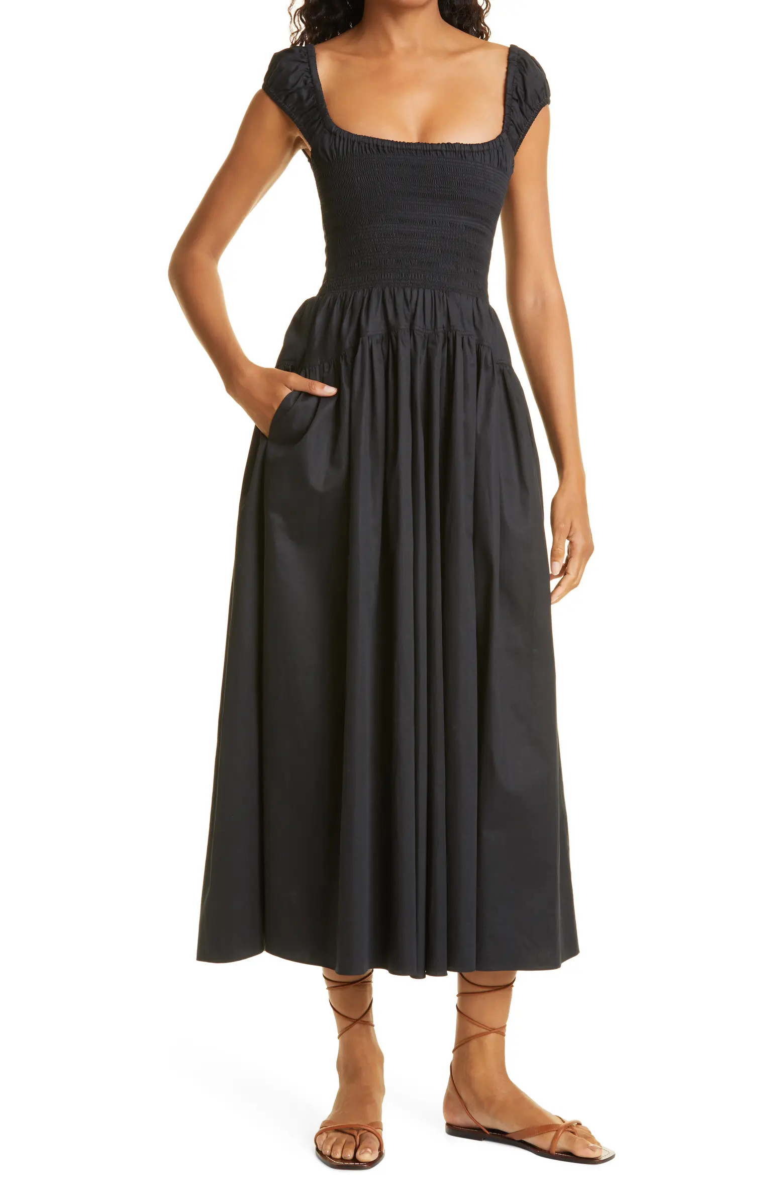 Smock Bodice Cap Sleeve Cotton Dress | Nordstrom