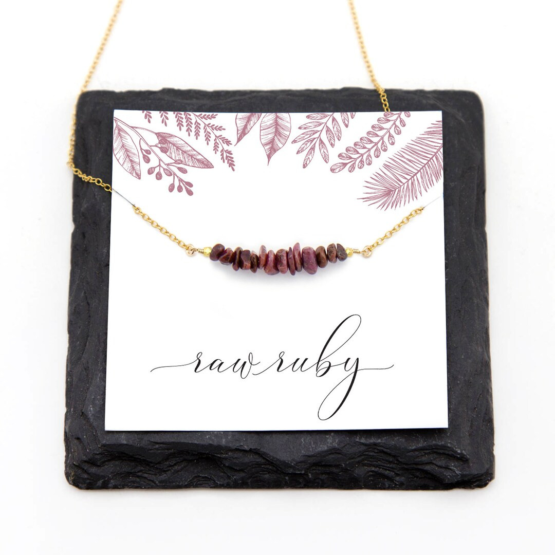 July Birthstone Gift, Beaded Ruby Necklace, Love Stone, Raw Gemstones, Genuine Ruby Necklace, Gra... | Etsy (US)