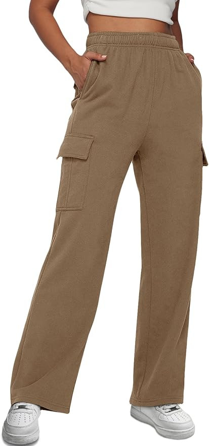 AUTOMET Womens Cargo Sweatpants Casual Baggy Fleece High Waisted Joggers Pants | Amazon (US)