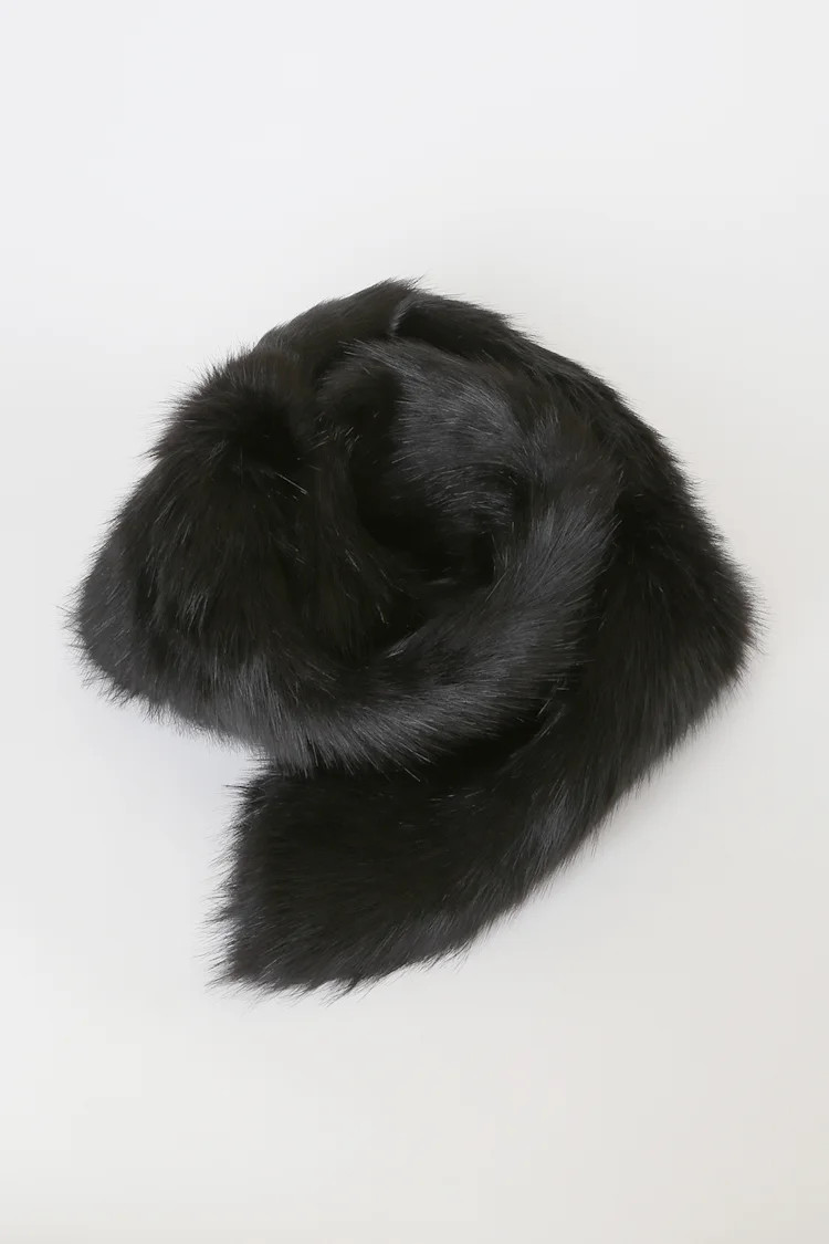 Demure and Dreamy Black Faux Fur Stole | Lulus