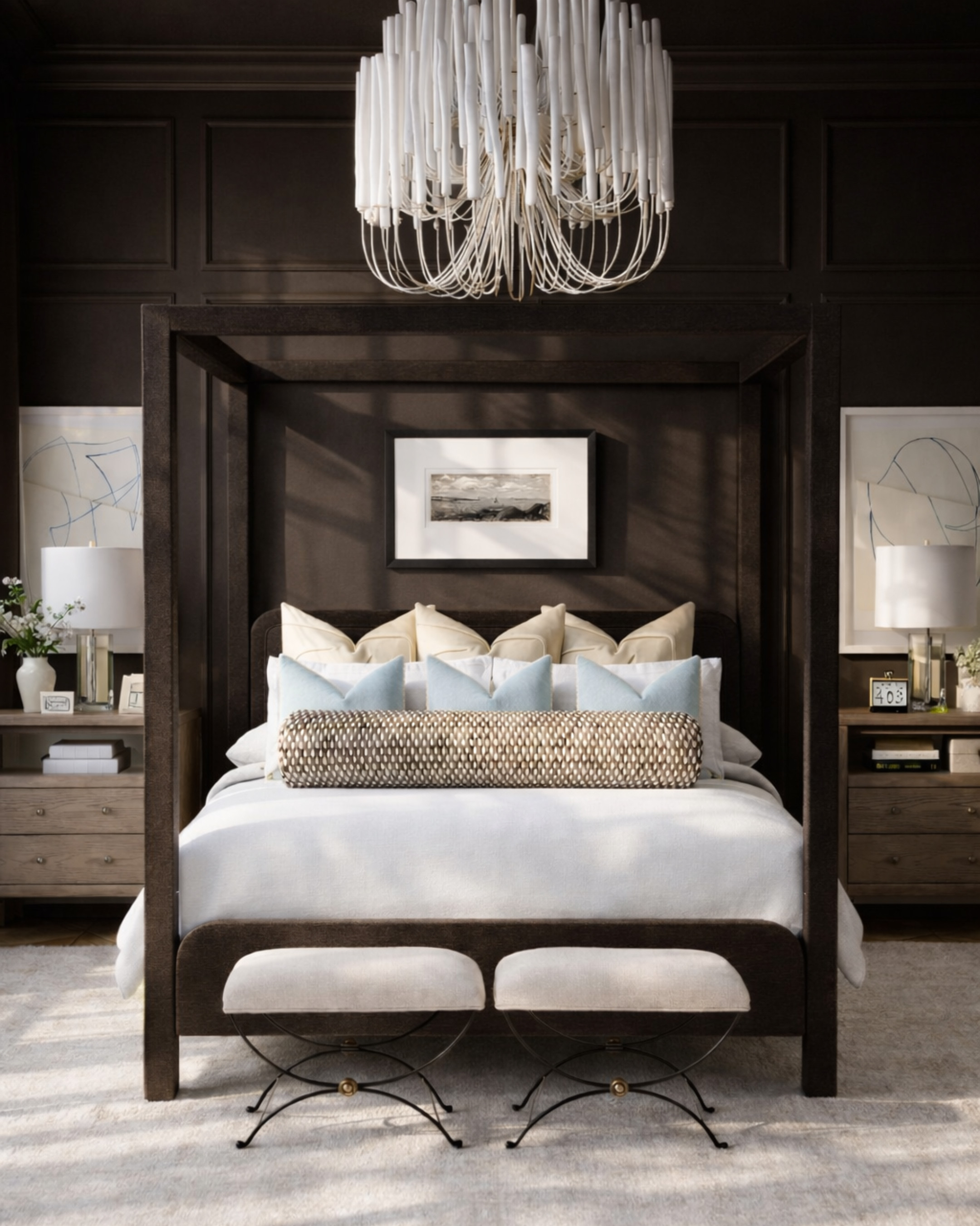 Dark, moody, and so elevated 🤎 this is your sign to stop playing it safe with light walls — color drenching in a deep brown instantly makes a bedroom feel expensive, tailored, and calm.

The contrast of crisp white bedding + soft neutrals keeps it from feeling heavy, while the symmetry + layered textures do all the heavy lifting. This is exactly how you make a space feel designer without overfilling it.

Everything in this look is timeless, versatile, and worth the investment — pieces you’ll keep for years, not seasons.

Shop the full bedroom setup + look-for-less options through my LTK 🛏️ 

 #LTKHome