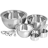 Megachef 14 Piece Stainless Steel Measuring Cup and Spoon Set with Mixing Bowls, Silver | Amazon (US)
