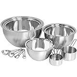 Megachef 14 Piece Stainless Steel Measuring Cup and Spoon Set with Mixing Bowls, Silver | Amazon (US)