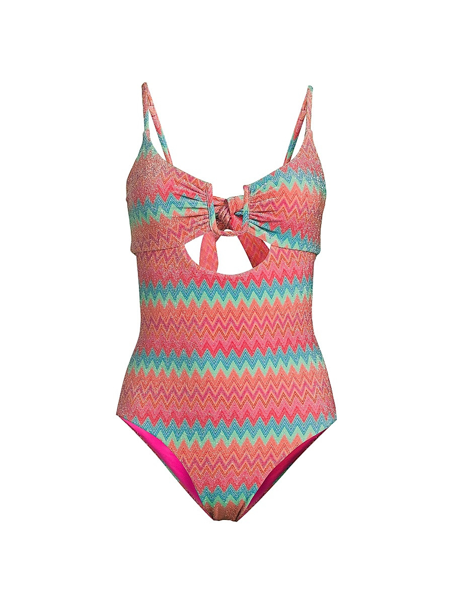 Women's Lindy Metallic Chevron One-Piece Swimsuit - Strawberry Ice Chevron - Size Small | Saks Fifth Avenue