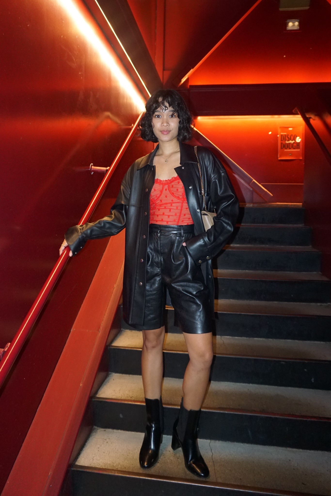 Leather on leather with a touch of red