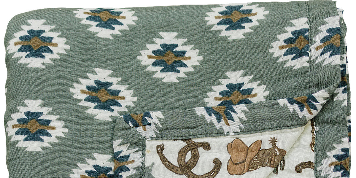 Southwest Aztec + Outlaw Cowboy Muslin Quilt | Mebie Baby