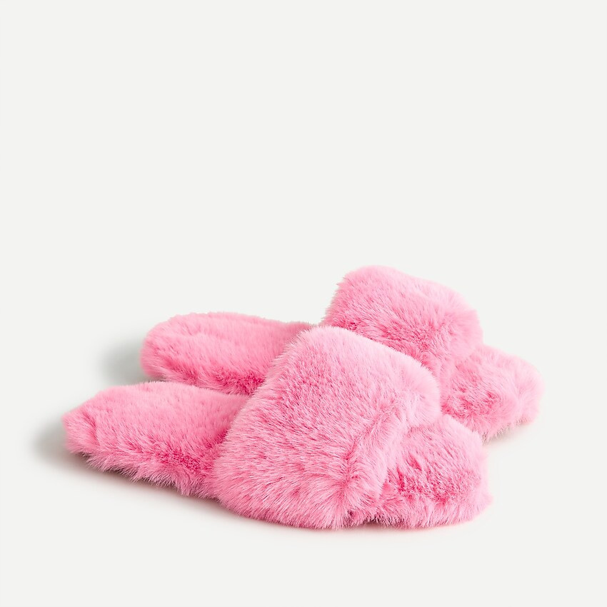Fuzzy slide slippers | J. Crew US
