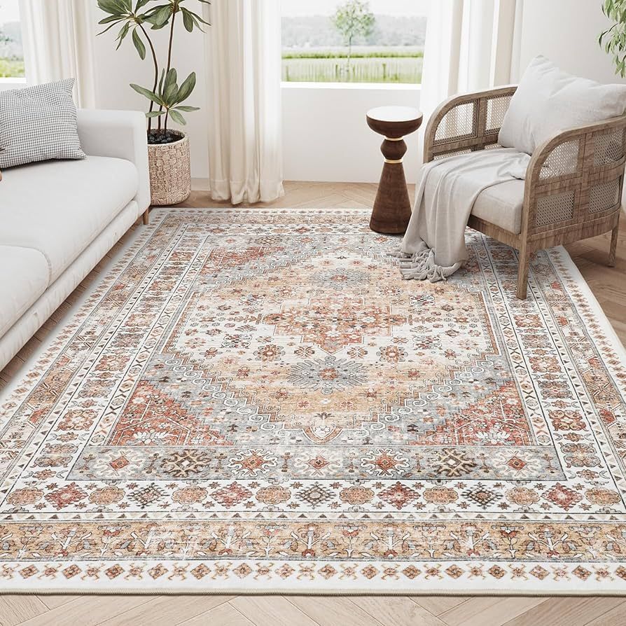 8x10 Area Rugs for Living Room,Non-Slip Backing Washable Rugs,Vintage Large Area Rug，Stain Resi... | Amazon (US)