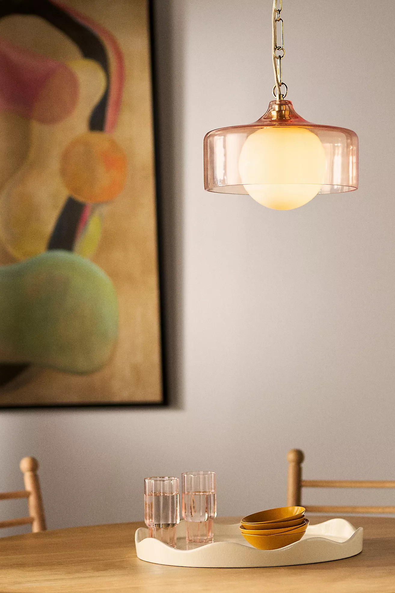 Morgan Glass & Brass Pink Pendant | Anthropologie (US)