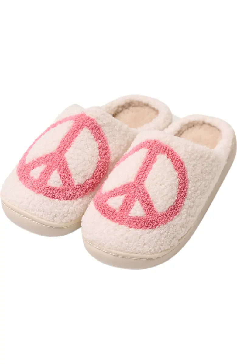 Plush peace symbol slippers | Nordstrom