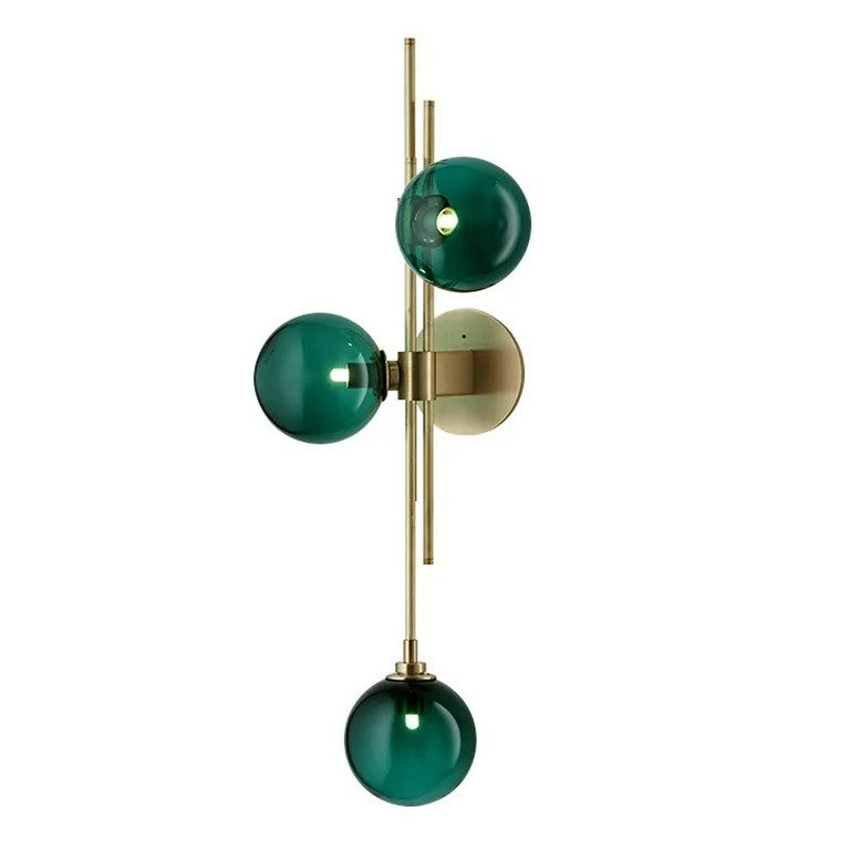 Oukaning Mid-Century Modern Decor Globe Wall Sconce Green Glass Indoor LED Wall Light | Walmart (US)