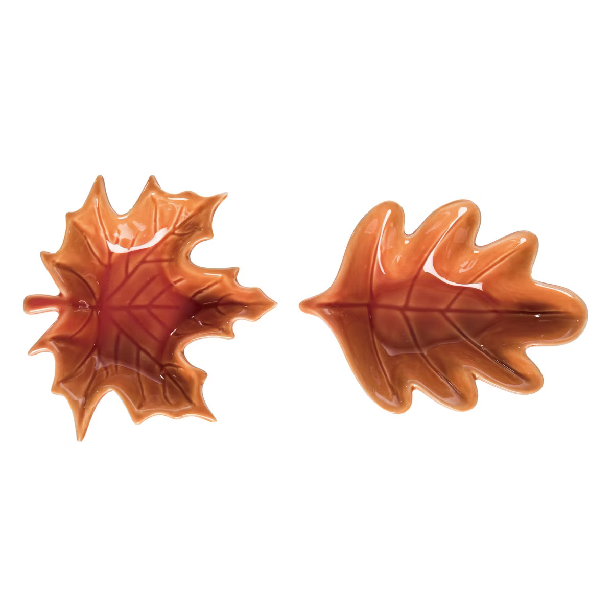 Transpac Ceramic Fall Leaf Dish Set of 2 Decorative Trays and Platters for Autumn Harvest Tableto... | Target