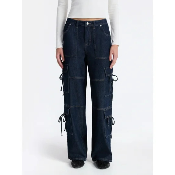No Boundaries Bow Cargo Jeans, 30.5” Inseam, Women's | Walmart (US)