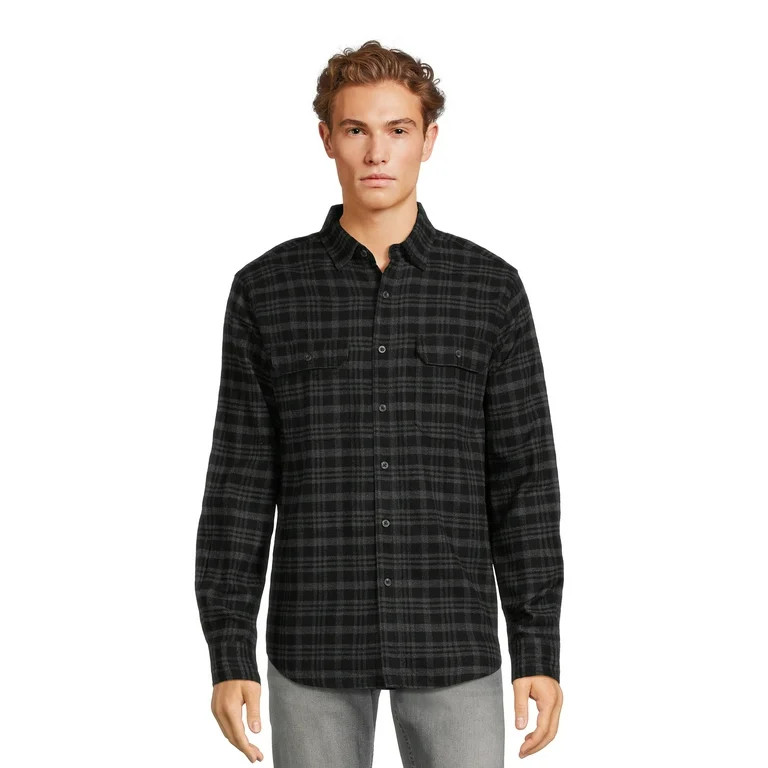 George Men's Long Sleeve Flannel Shirt, Sizes XS-3XLT | Walmart (US)