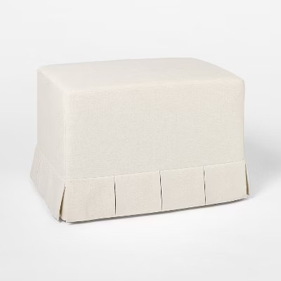 Box Pleat Upholstered Ottoman Cream - Threshold™ designed with Studio McGee | Target