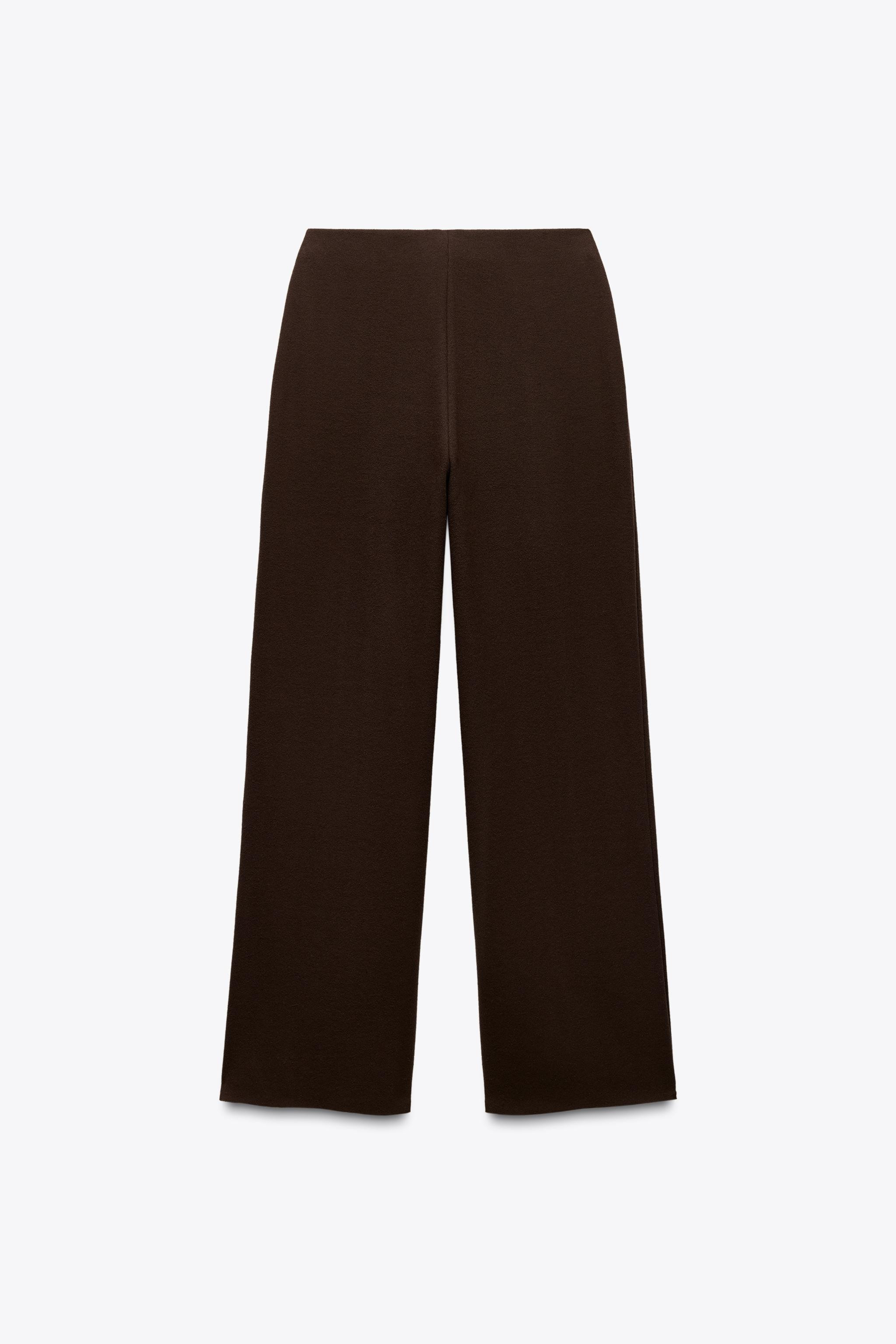 Straight leg pants with a high elastic waist. Unfinished hem. | Zara US