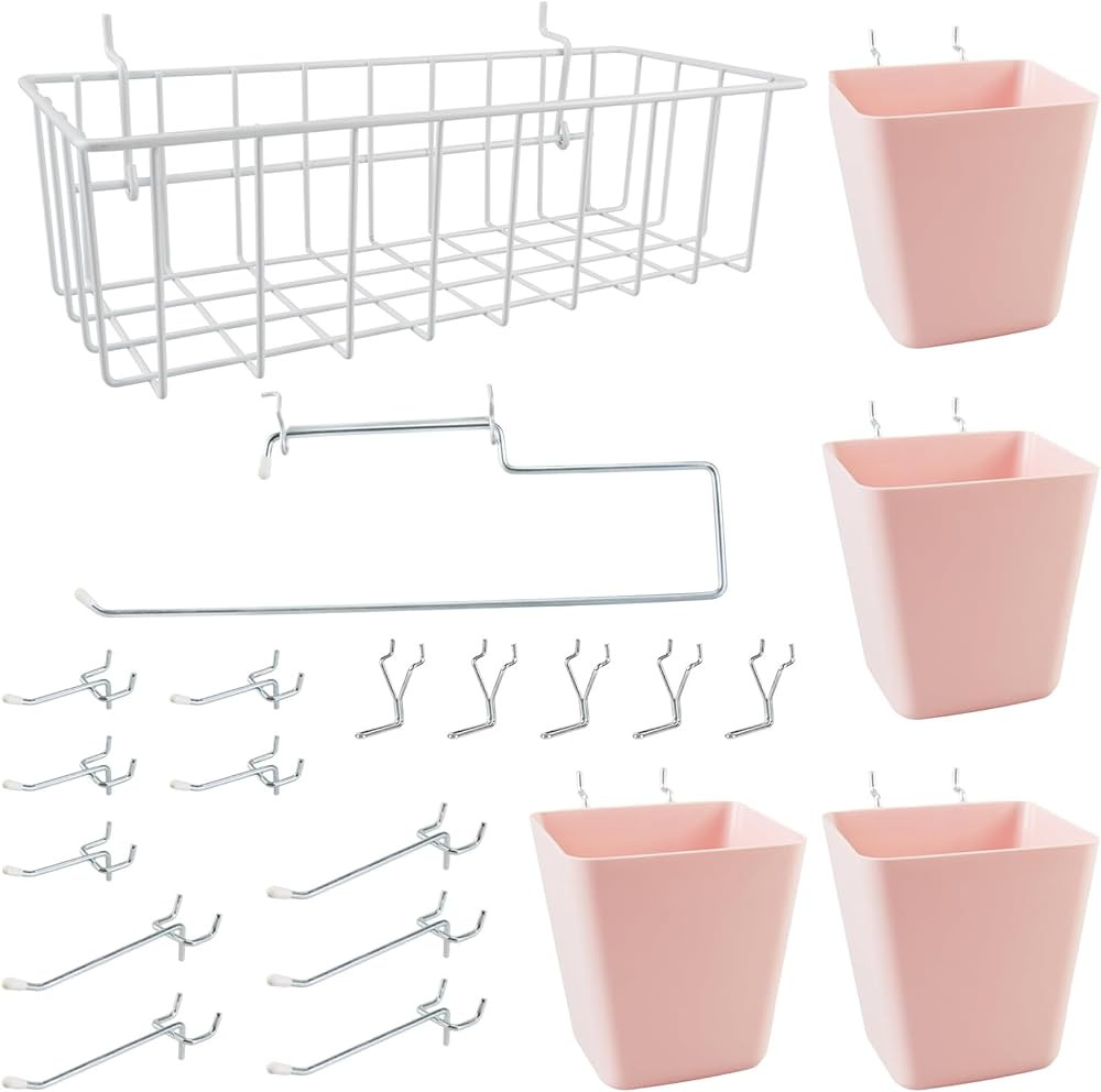 G.CORE Peg Board Organizer 21 Pack, Pegboard Accessories with Baskets Cups Hooks - 1/8" & 1/4" Pe... | Amazon (US)