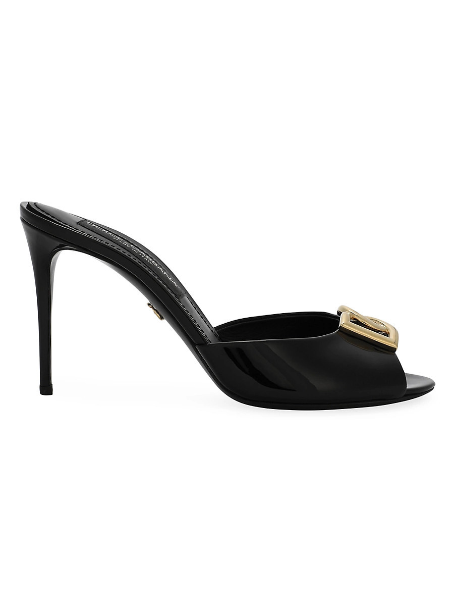 Women's 90MM Leather Logo Mules - Black - Size 6 | Saks Fifth Avenue