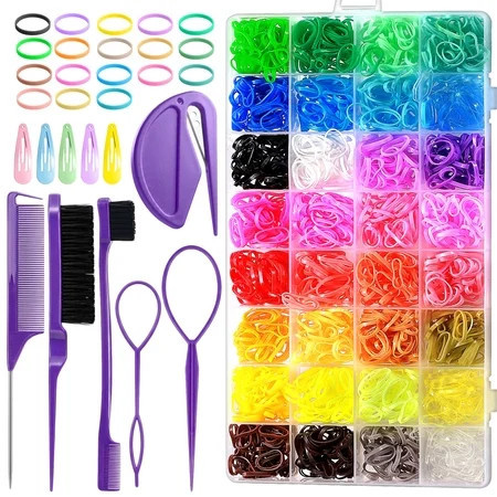 Livhil Elastic Hair Ties, 32 Colors Hair Accessories for Girls, Rubber Bands for Hair, Small Hair Ties, 2016pcs Toddler Hair Ties | Walmart (US)
