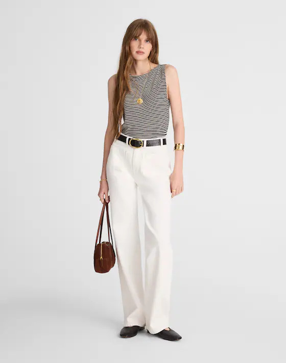 Boatneck Sleeveless Sweater Top in Stripe | Madewell