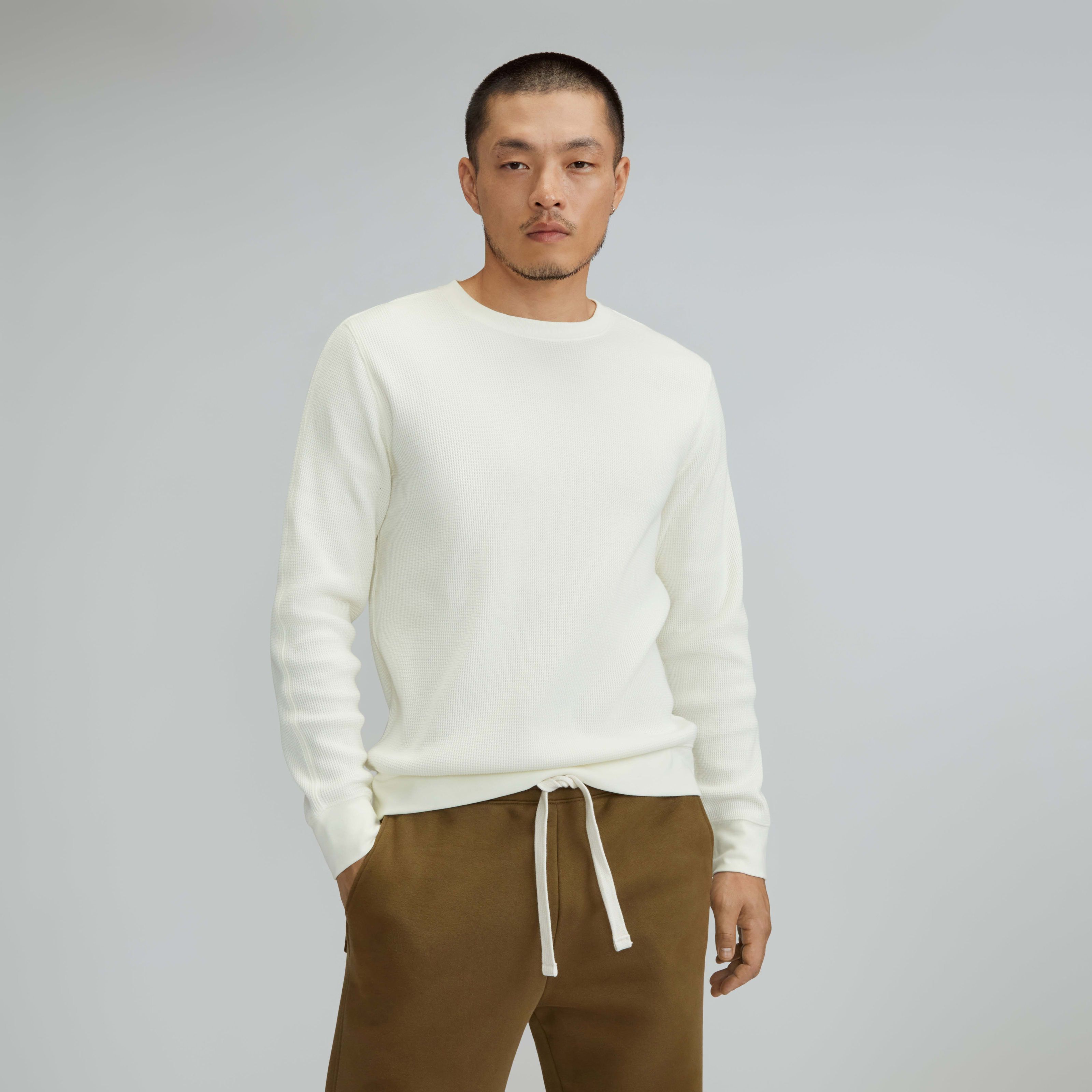 Men's Waffle Long-Sleeve Crew T-Shirt by Everlane in Off White, Size M | Everlane