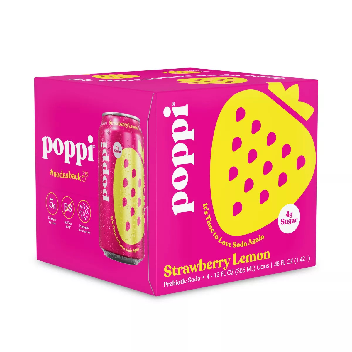 Poppi Strawberry Lemon Prebiotic Soda - 4pk/12 fl oz Cans | Target