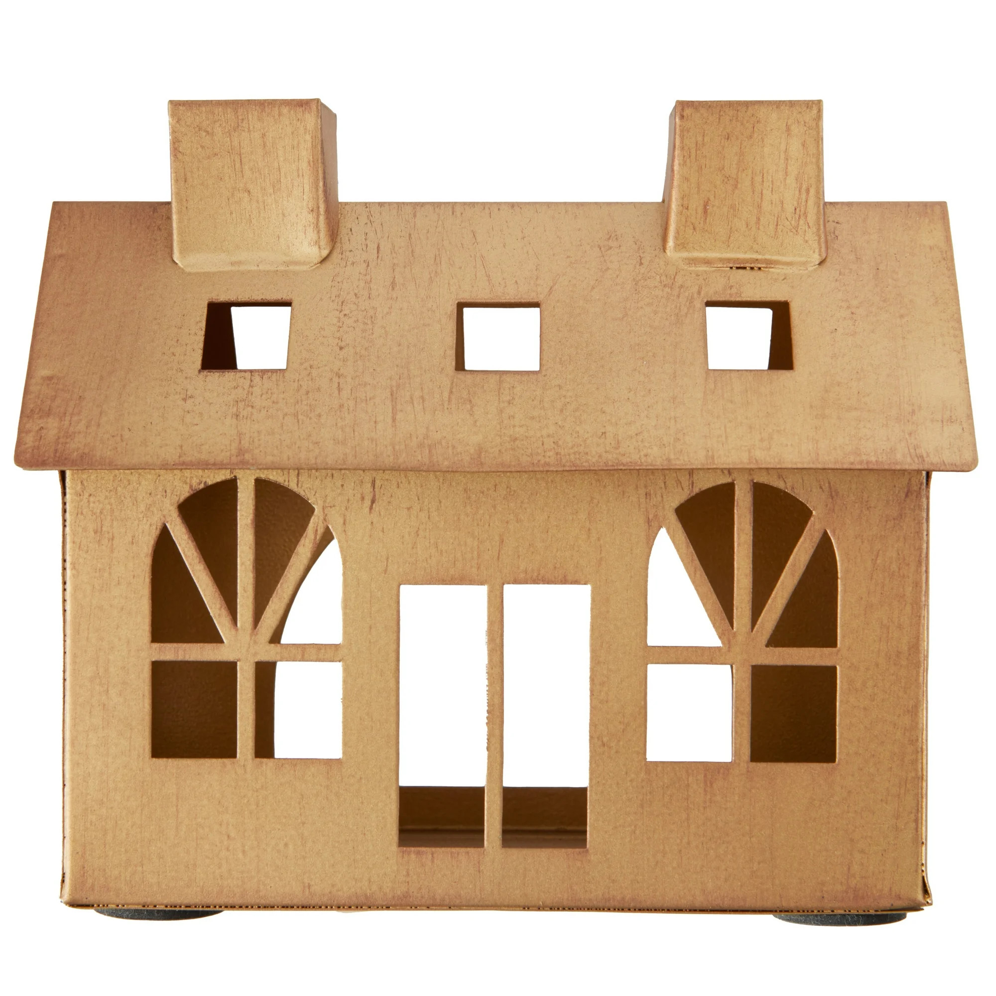 Small Metal Decorative House Christmas Tabletop Decoration, Bronze, 4.75", by My Texas House | Walmart (US)