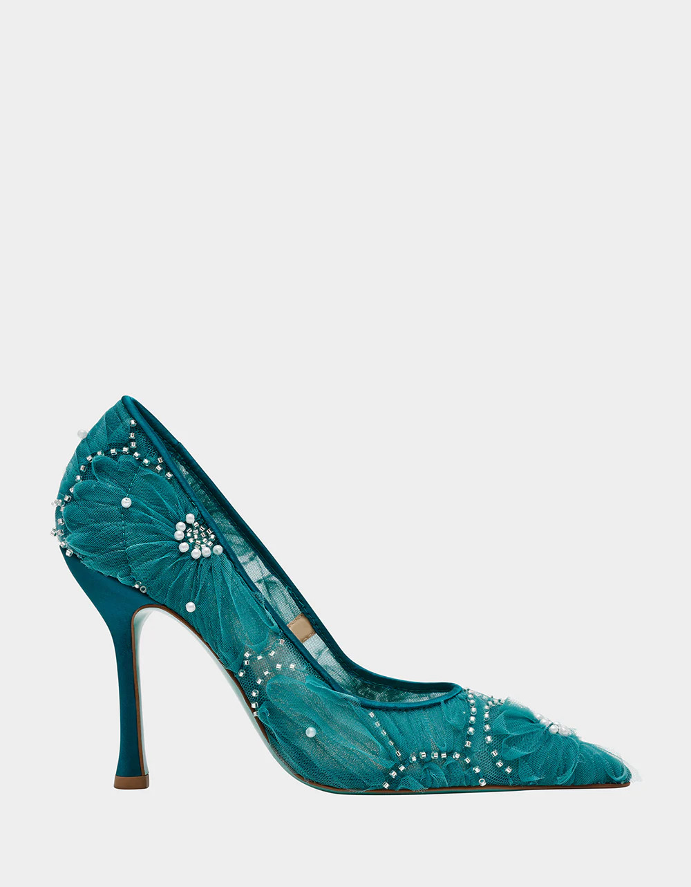 ROXIE EMERALD Pointed-Toe Mesh Stiletto Pump Women's Heel | Betsey Johnson