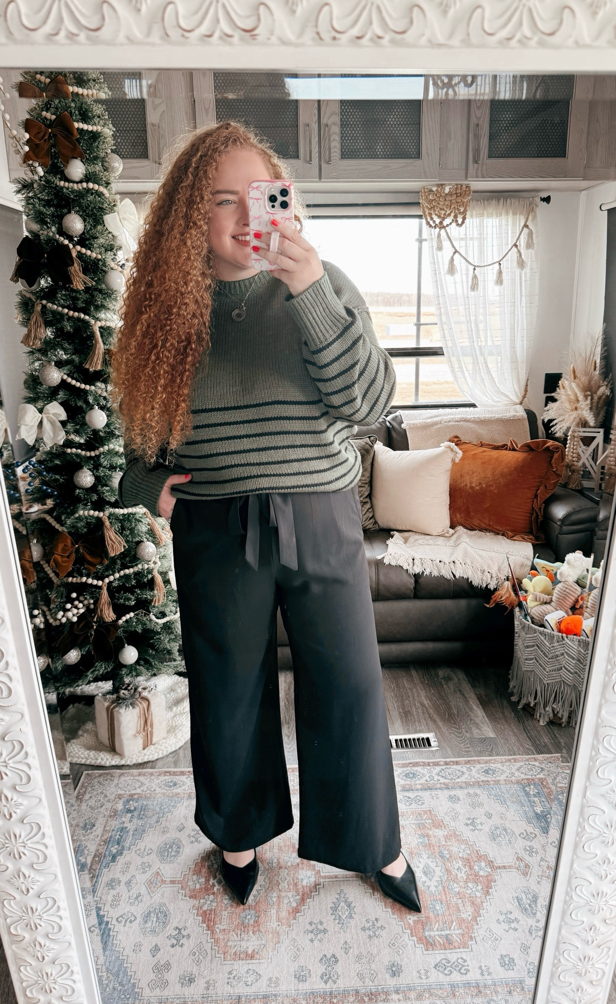 The perfect holiday look for the office🎄office outfit | office style | office look | amazon office outfit | amazon office style | amazon office must haves | work wear | amazon work wear | work wear style | amazon work wear style | sweater | amazon sweater  | amazon green sweater | striped sweater | dress pants | work pants | black pants | black dress pants | Amazon dress pants | Amazon work pants | heels | amazon heels | amazon finds | amazon fashion | amazon outfit | amazon look | winter office look | winter office wear | winter looks for the office 

#LTKStyleTip #LTKMidsize #LTKWorkwear