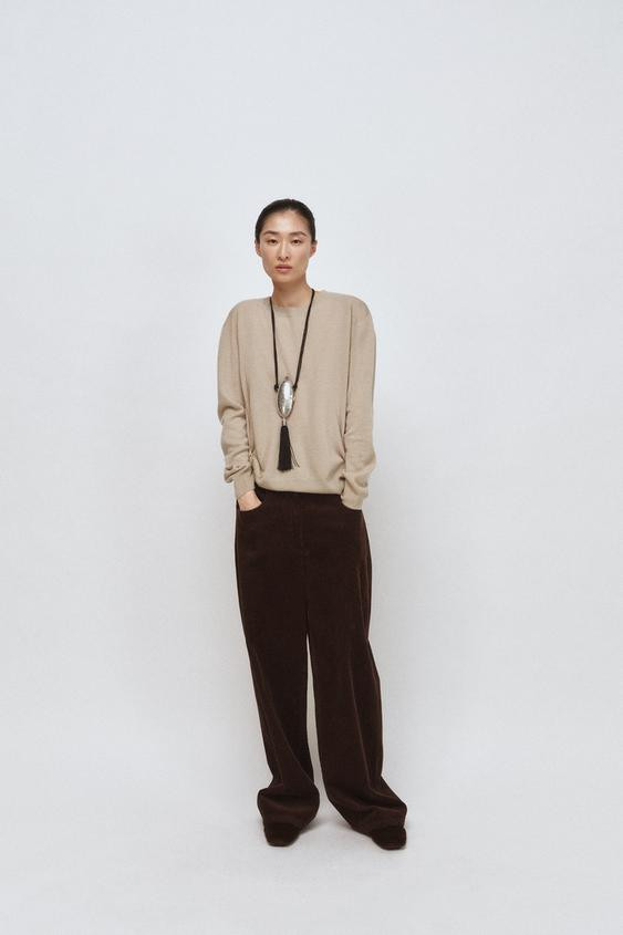 ZW COLLECTION WIDE-LEG CORDUROY TROUSERS | Zara UK