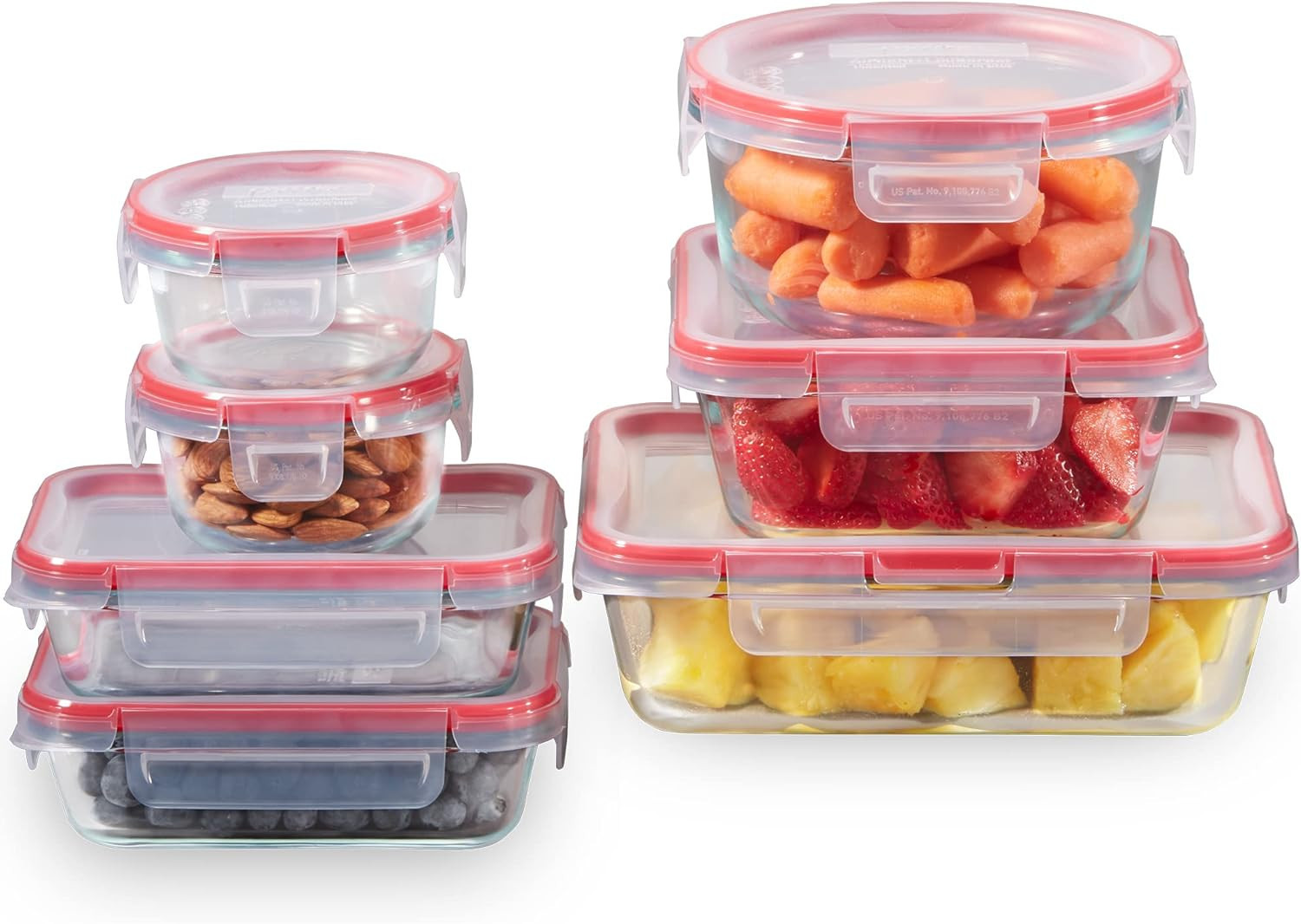 Pyrex Freshlock 14-Piece Mixed Size Glass Food Storage Meal Prep Container Set, Airtight & Leakpr... | Amazon (US)