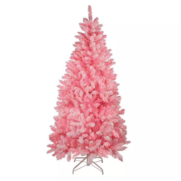 Northlight 7' Prelit Artificial Christmas Tree Flocked Pink - Clear Lights | Target