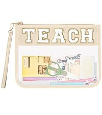 Teacher Appreciation Gifts TEACH Chenille Letter Clear Makeup Bag Pouch, Monogram PVC Clear Zippe... | Amazon (US)