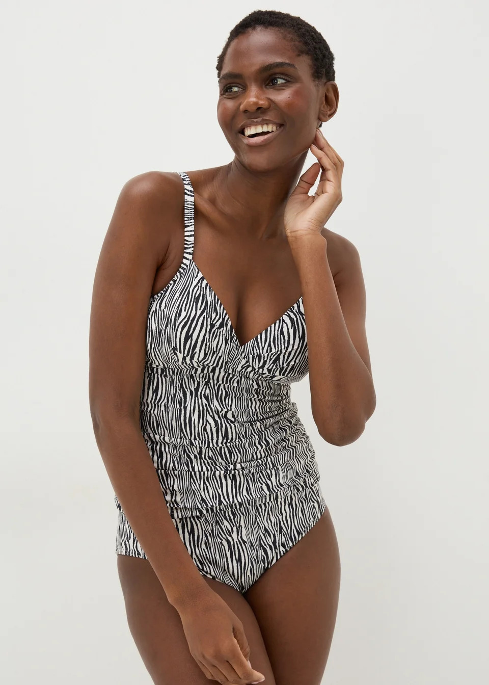Black Zebra Print Shapewear Tankini Top | Matalan (UK)