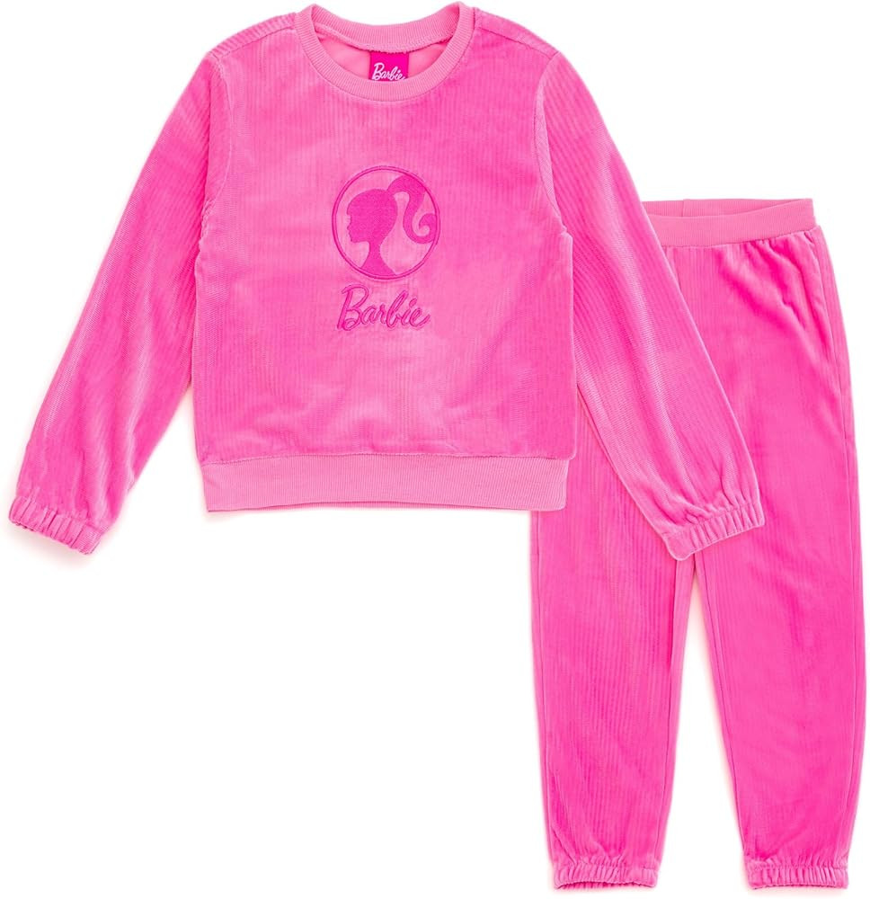 Barbie Girls Velour Sweatshirt and Jogger Pants Outfit Set Toddler to Big Kid Sizes (2T - 14-16) | Amazon (US)