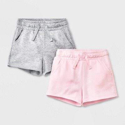 Toddler 2pk Knit Shorts - Cat & Jack™ Gray/Pink 12M | Target