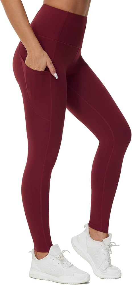 THE GYM PEOPLE Thick High Waist Yoga Pants with Pockets, Tummy Control Workout Running Yoga Leggi... | Amazon (US)