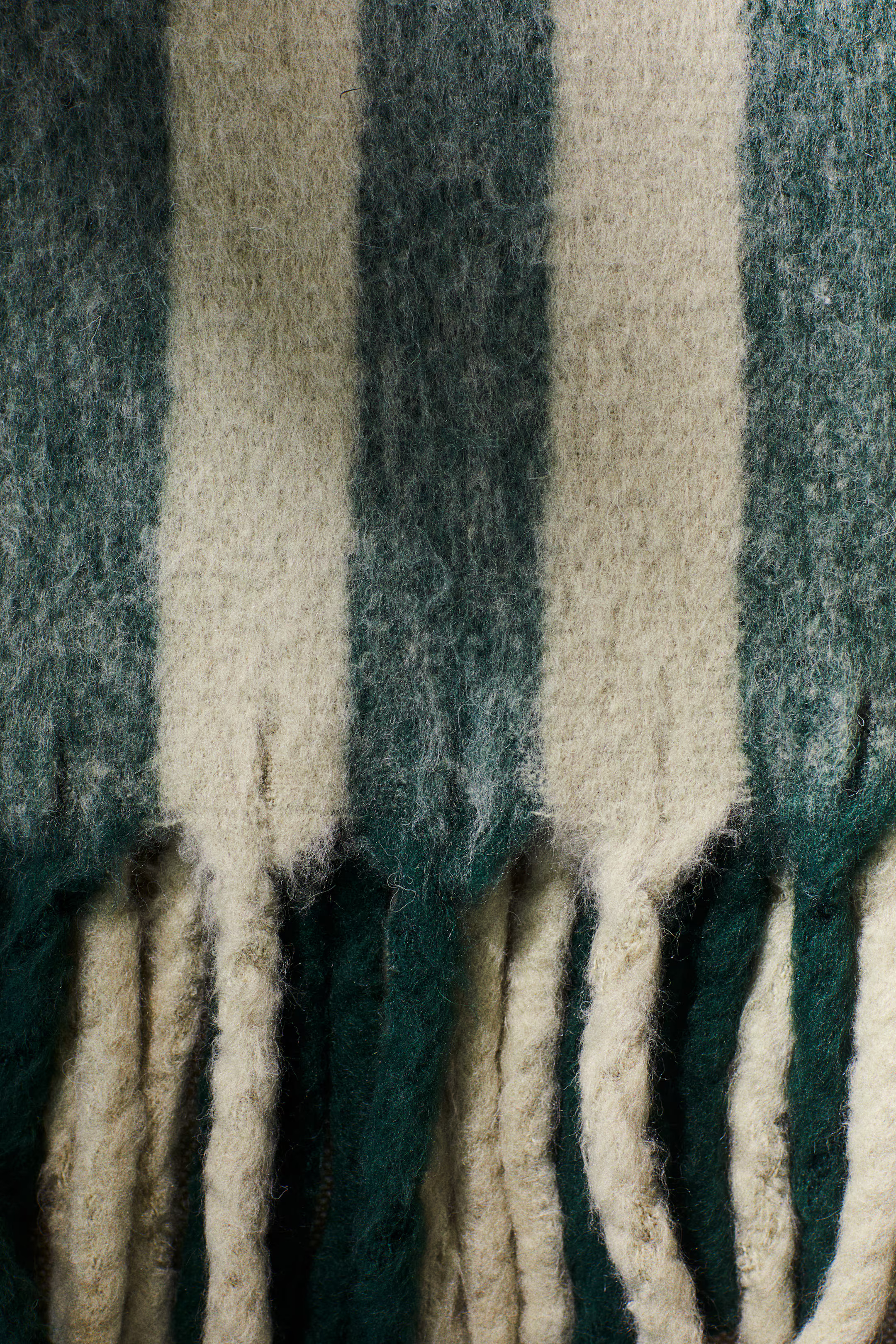 Patterned Wool-blend Throw - Green/striped - Home All | H&M CA | H&M (US + CA)