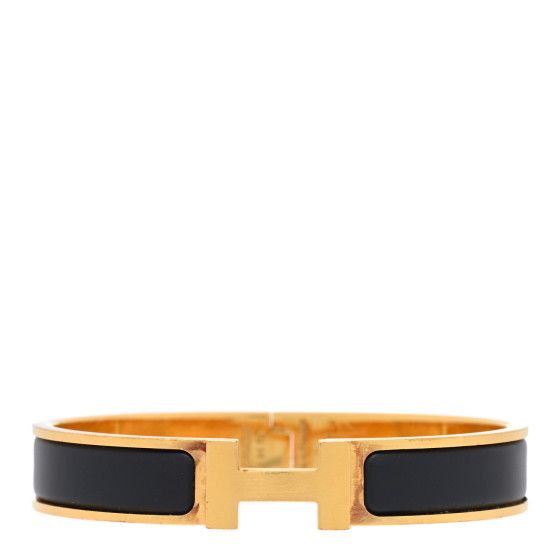 Enamel Narrow Clic Clac H Bracelet GM Black | FASHIONPHILE (US)