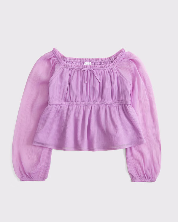 long-sleeve flowy babydoll top | Abercrombie & Fitch (US)