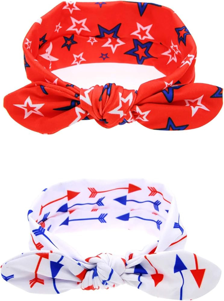 4th of July Baby Headband American Flag Star Stripe Bow Hairband Toddler Kids Girls Independence ... | Amazon (US)