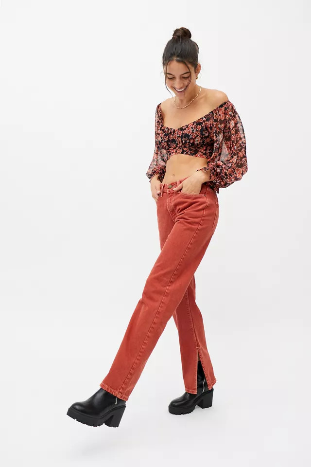 BDG Adalyn High-Waisted Cowboy Jean - Red Denim | Urban Outfitters (US and RoW)