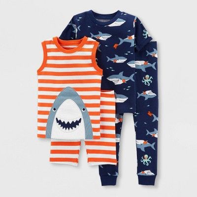 Toddler Boys' 4pc Shark Snug Fit Pajama Set - Just One You® made by carter's Orange/Blue | Target