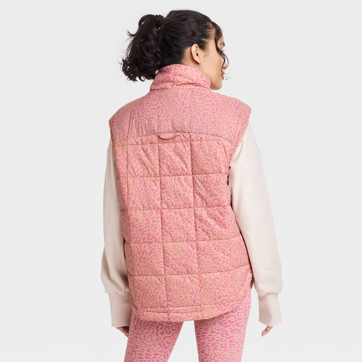 Women's Quilted Puffer Vest - JoyLab™ Pink Leopard XXL | Target
