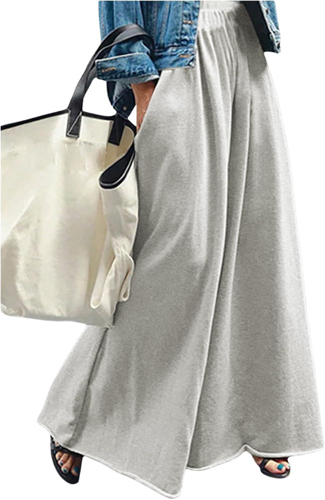 Women's Wide Leg Sweatpants High Elastic Waist Flowy Palazzo Pants Loose Baggy Pants Bottoms | Amazon (US)
