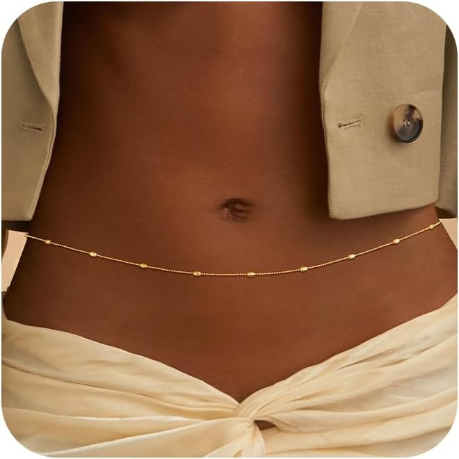 CHESKY Gold Waist Chain, Dainty Body Chain Jewelry for Women Non Tarnish Adjustable Waterproof Be... | Amazon (US)