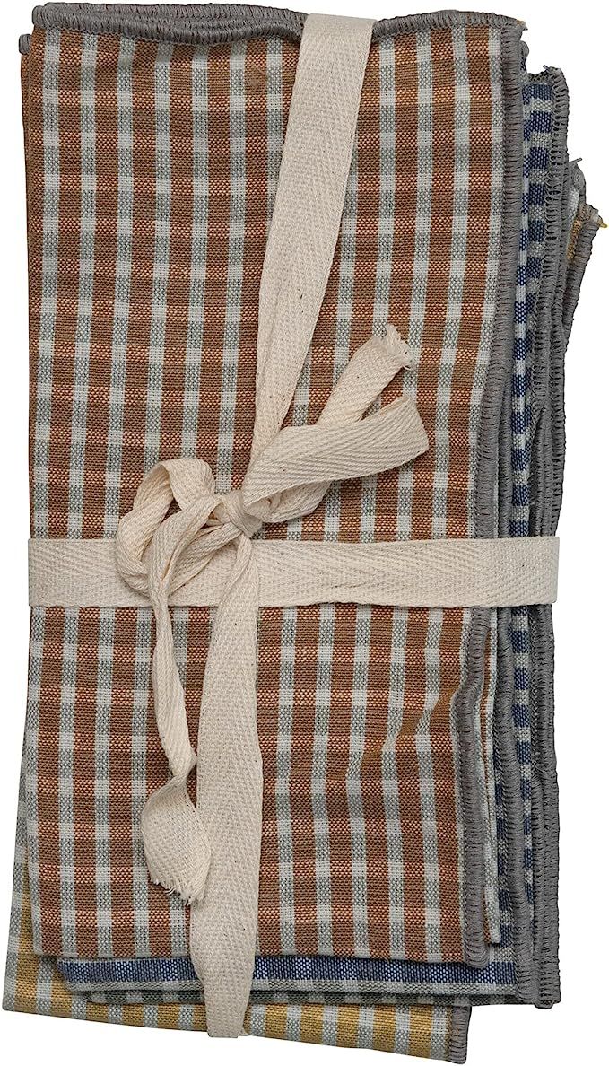Creative Co-Op Woven Cotton Checked Pattern, Set of 4 Napkins, 18" Square, Multicolored | Amazon (US)