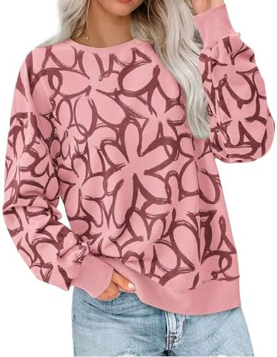 PRETTYGARDEN Graphic Sweatshirts for Women Crewneck Floral Print Long Sleeve Pullover Y2K Tops 20... | Amazon (US)