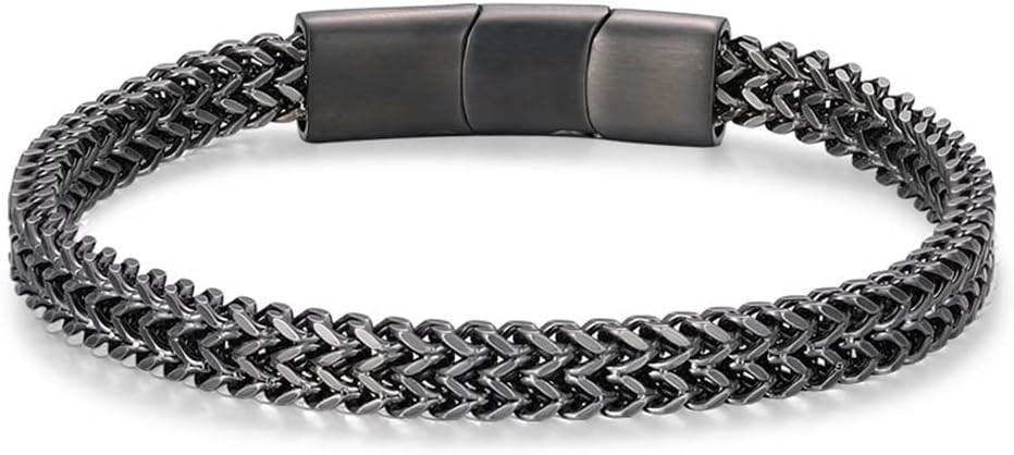 Bracelets for Men-Stainless Steel Magnetic Clasp Franco Chain Mens Bracelet | Amazon (US)